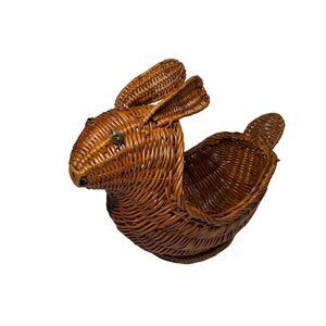 Wicker Rabbit Basket 7” Tall Brown Bunny